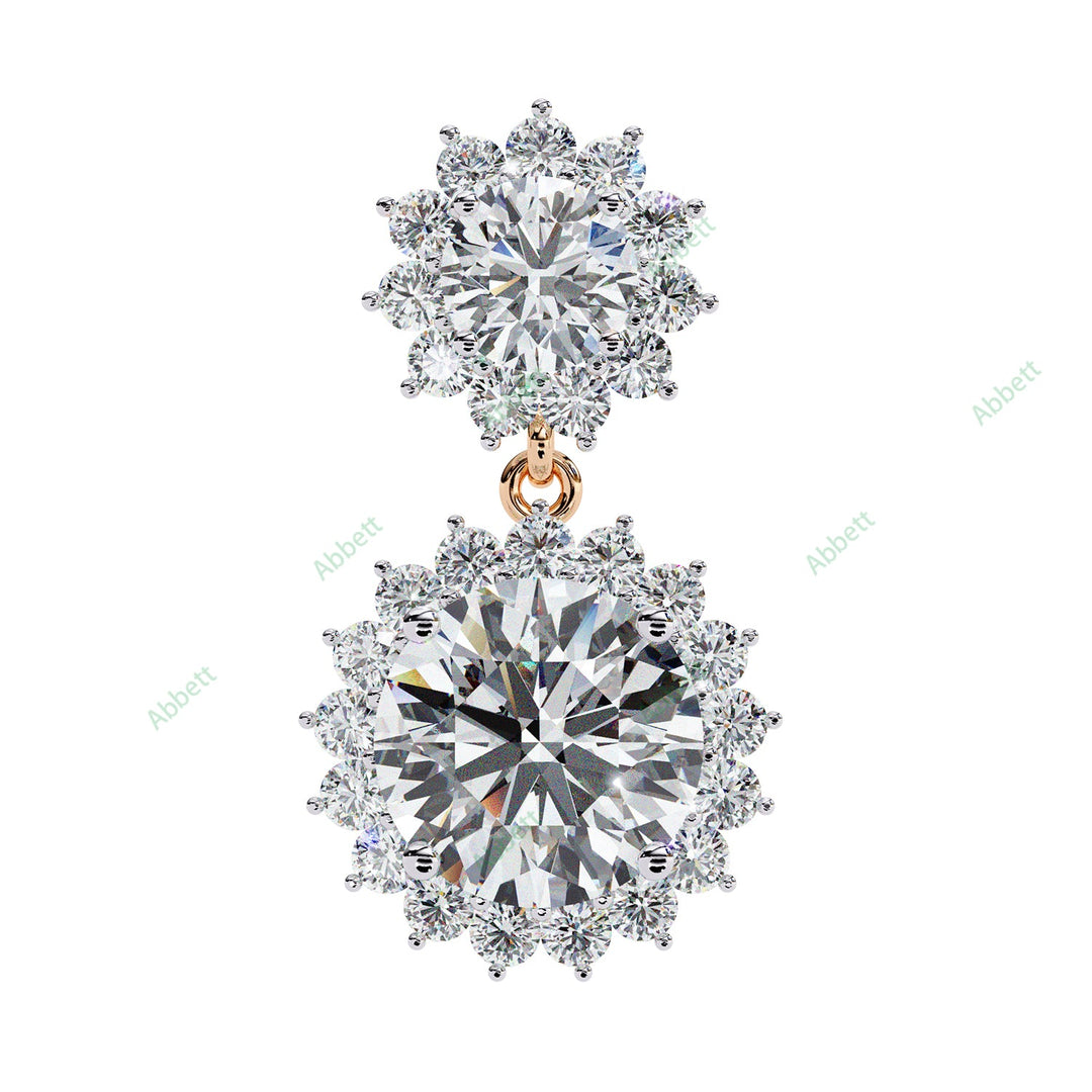 Round Halo Drop Earring DRHA1360