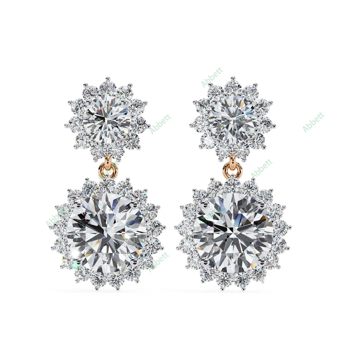 Round Halo Drop Earring DRHA1360