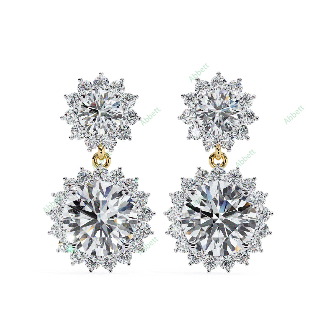 Round Halo Drop Earring DRHA1360