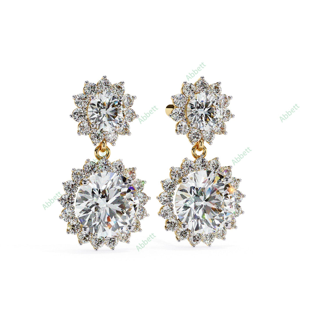 Round Halo Drop Earring DRHA1360