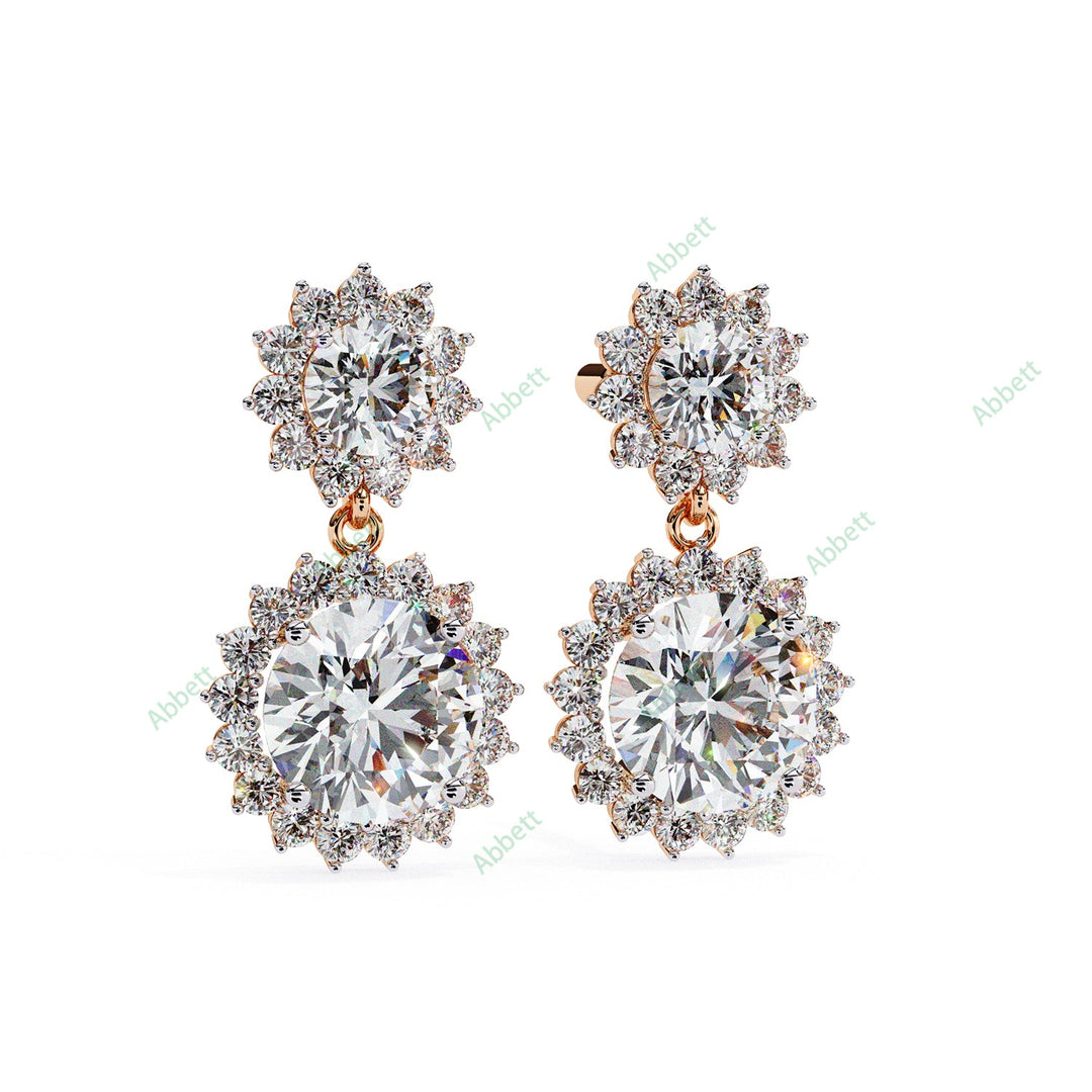Round Halo Drop Earring DRHA1360