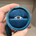 Load image into Gallery viewer, Dainty Emerald Cut Lab-Grown Alexandrite Micro-Halo Ring | 0.66ct Delicate Vintage Wedding Band