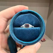 Dainty Emerald Cut Lab-Grown Alexandrite Micro-Halo Ring | 0.66ct Delicate Vintage Wedding Band