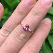 Dainty Oval Cut Lab-Grown Alexandrite Ring | 1.0ct Tiny Marquise Cluster Botanical Accents