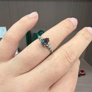Dainty Pear Cut Lab-Grown Alexandrite Ring | 0.85ct Asymmetric Diamond Accent Solitaire