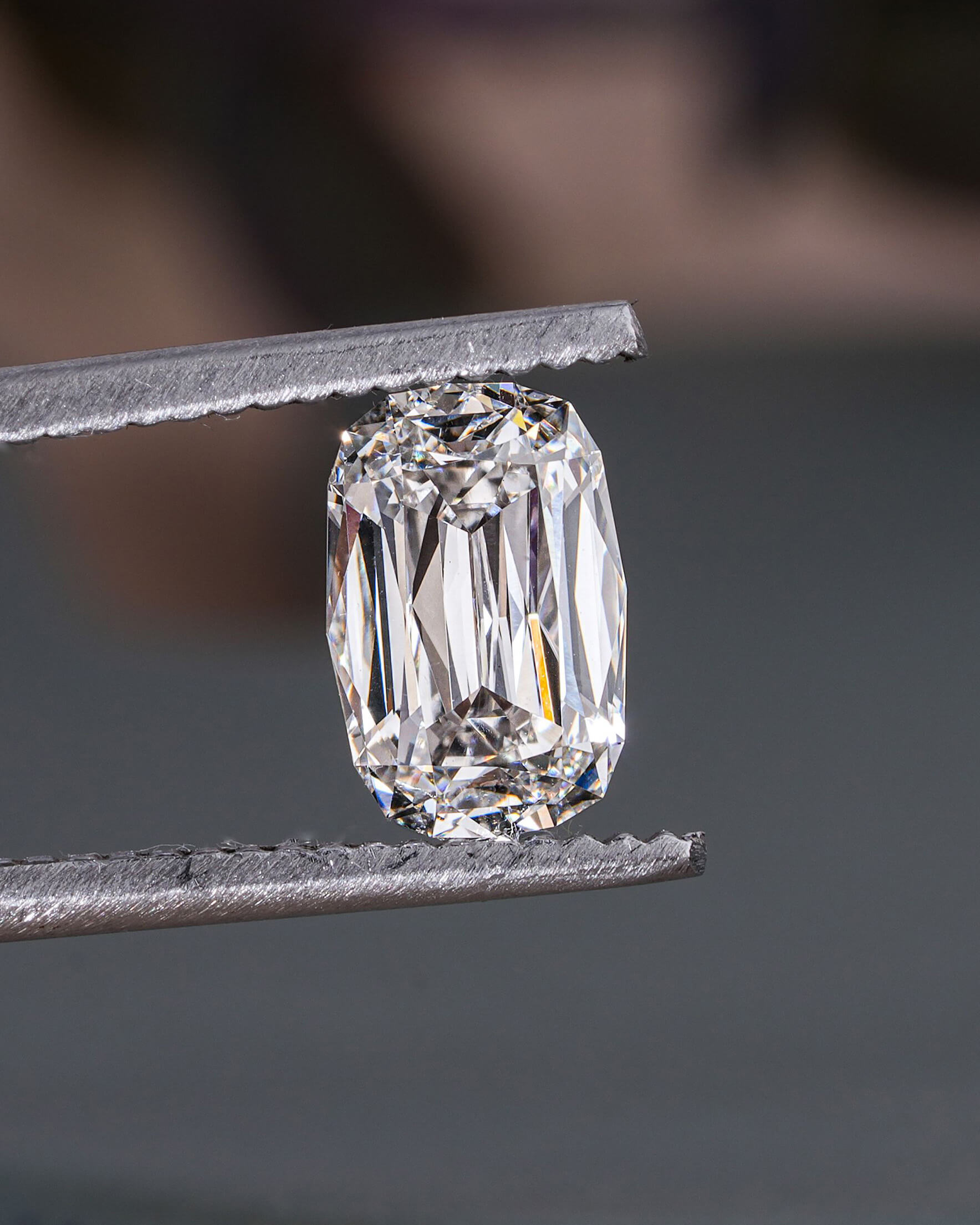 Close view of a lab-grown diamond