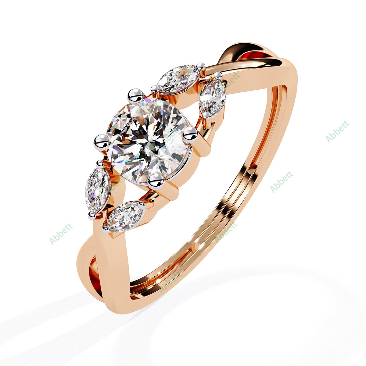 Vintage Round Twisted Engagement Ring — rose gold product view