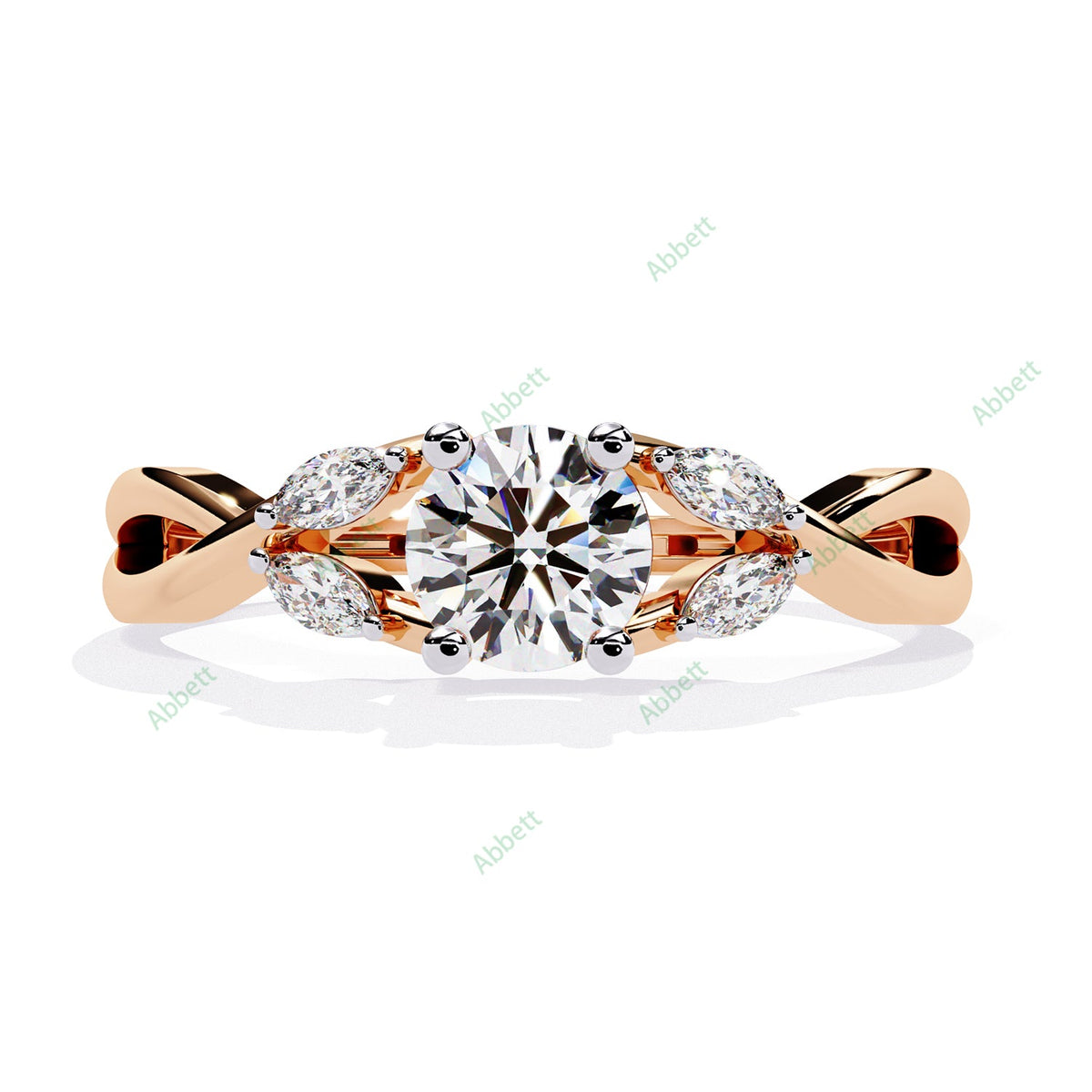 Vintage Round Twisted Engagement Ring — product view 5