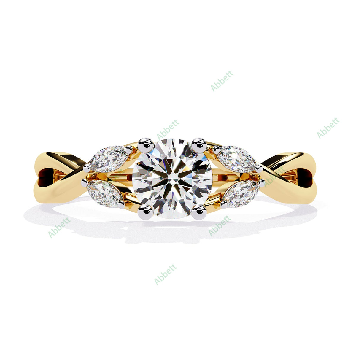 Vintage Round Twisted Engagement Ring — product view 6