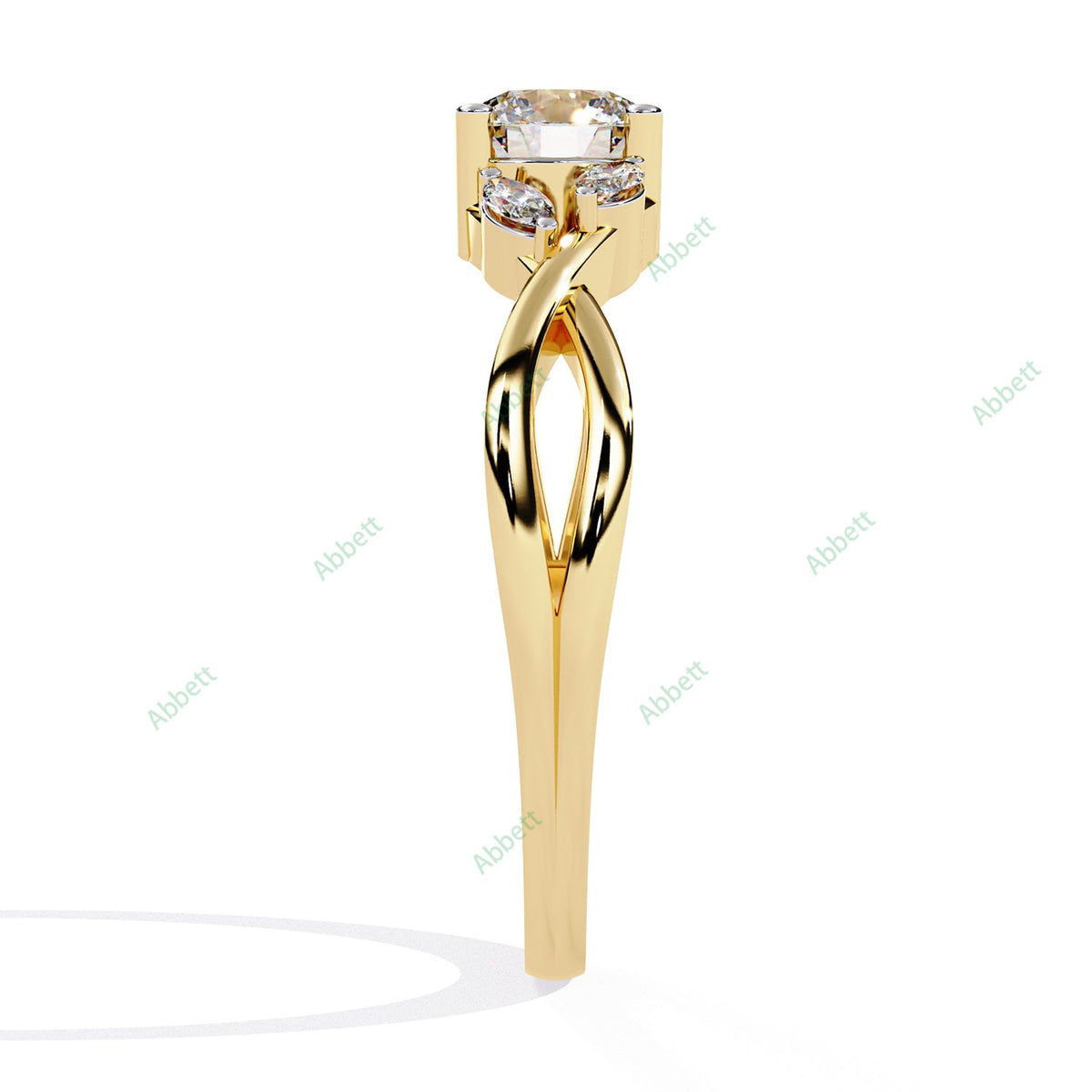 Vintage Round Twisted Engagement Ring — product view 7