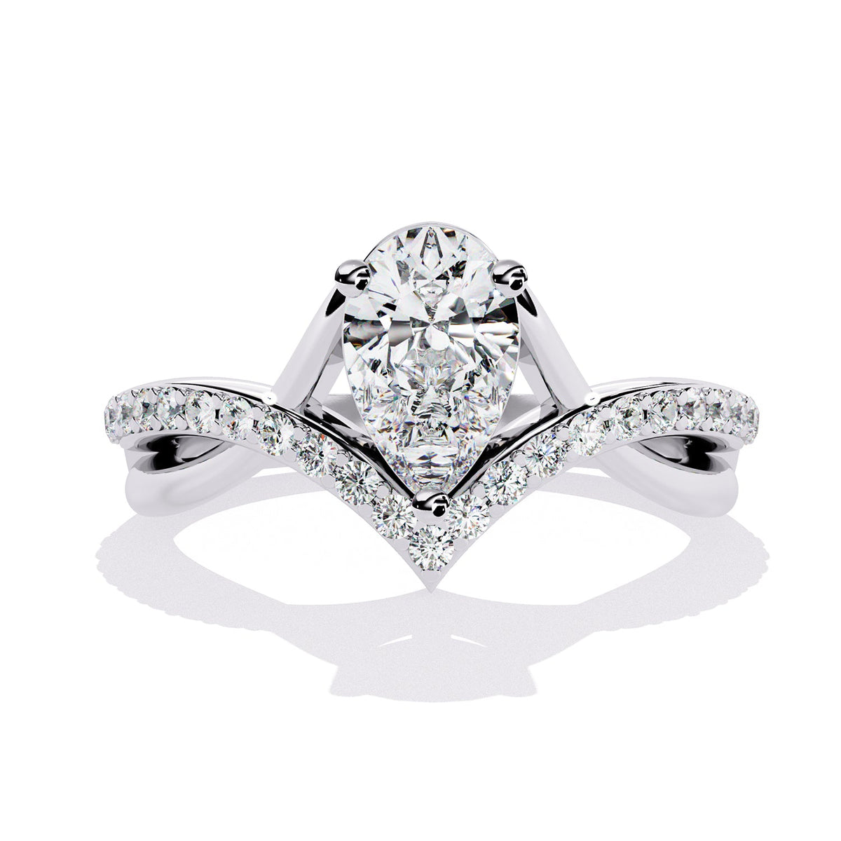 Pear Pavé Twisted Engagement Ring — front product view