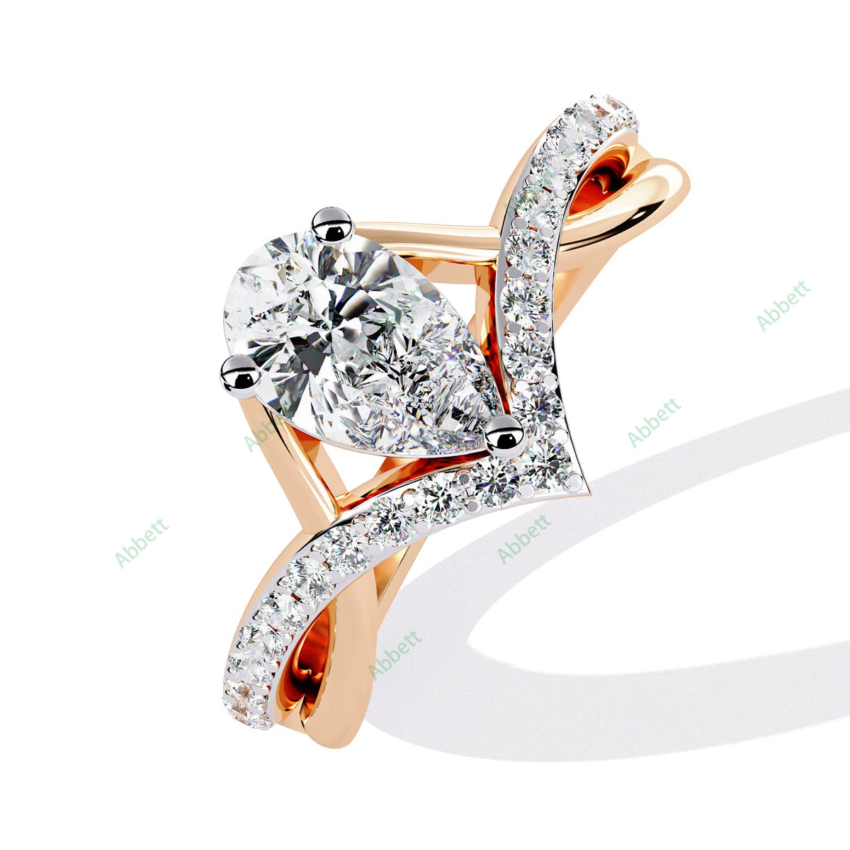 Pear Pavé Twisted Engagement Ring — rose gold product view