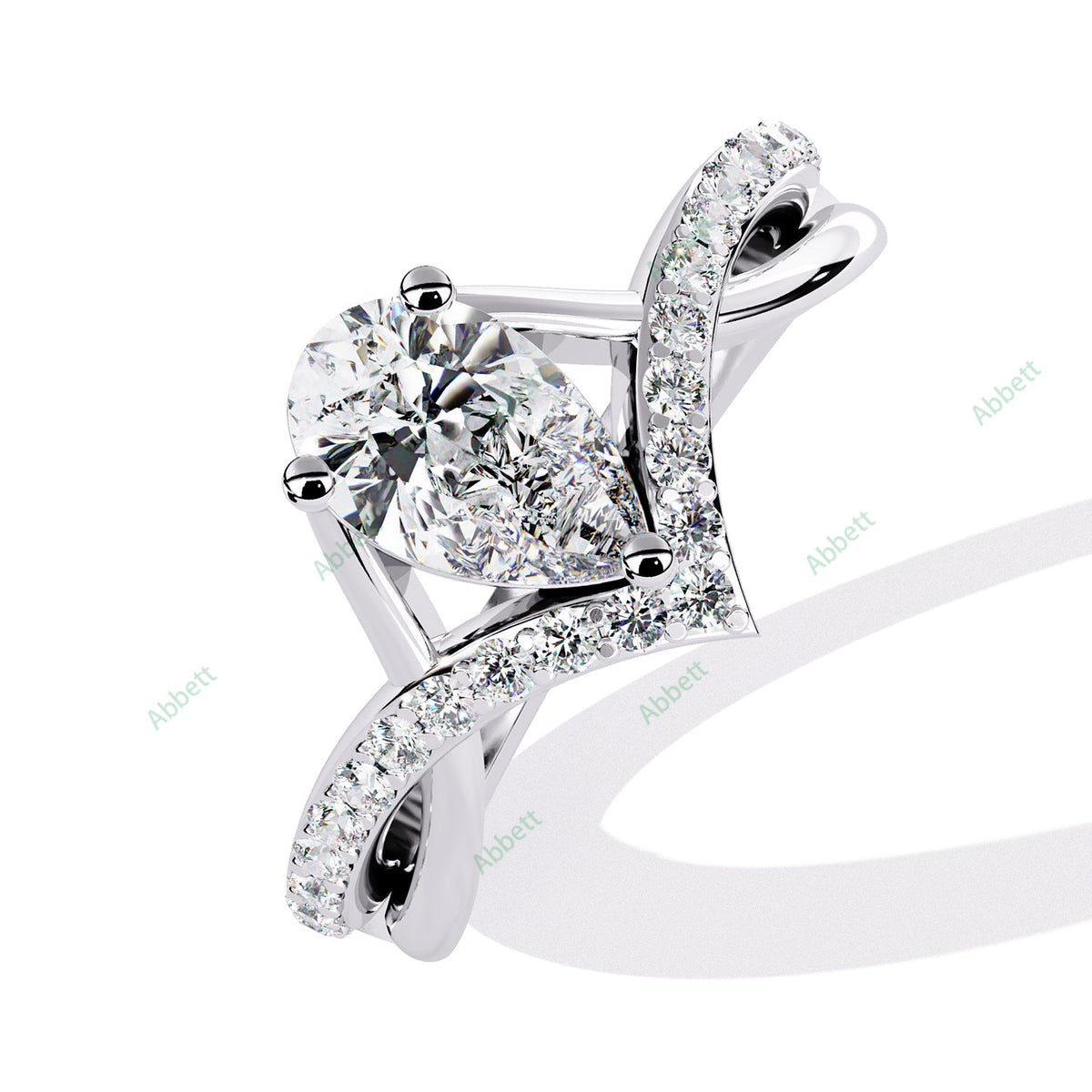 Pear Pavé Twisted Engagement Ring — white gold product view
