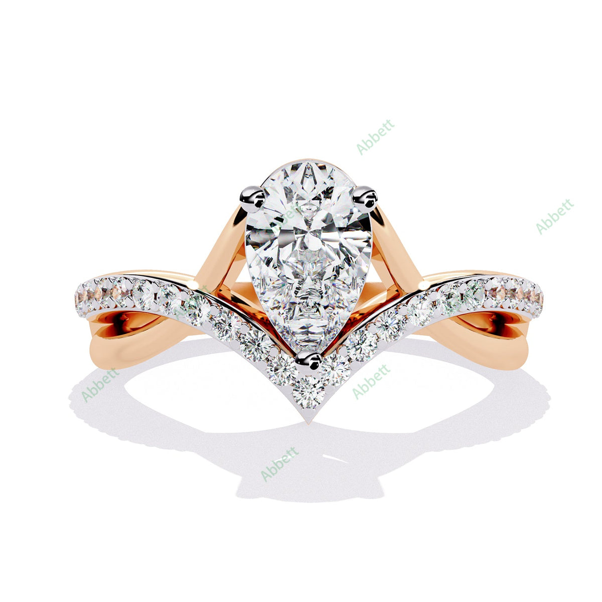 Pear Pavé Twisted Engagement Ring — product view 5