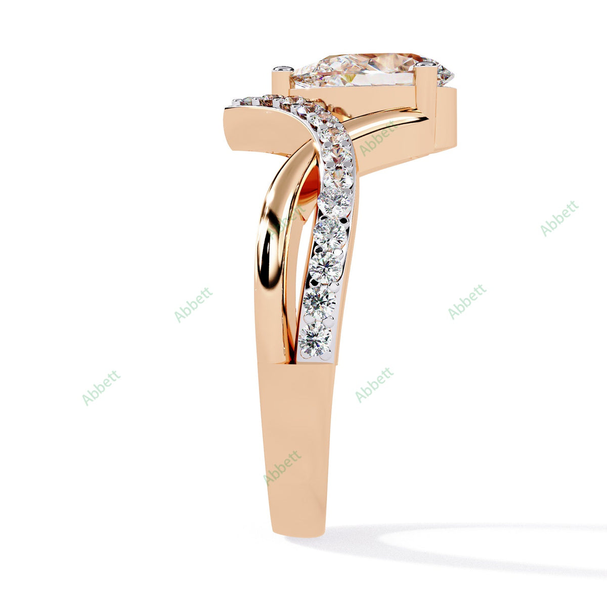 Pear Pavé Twisted Engagement Ring — product view 8