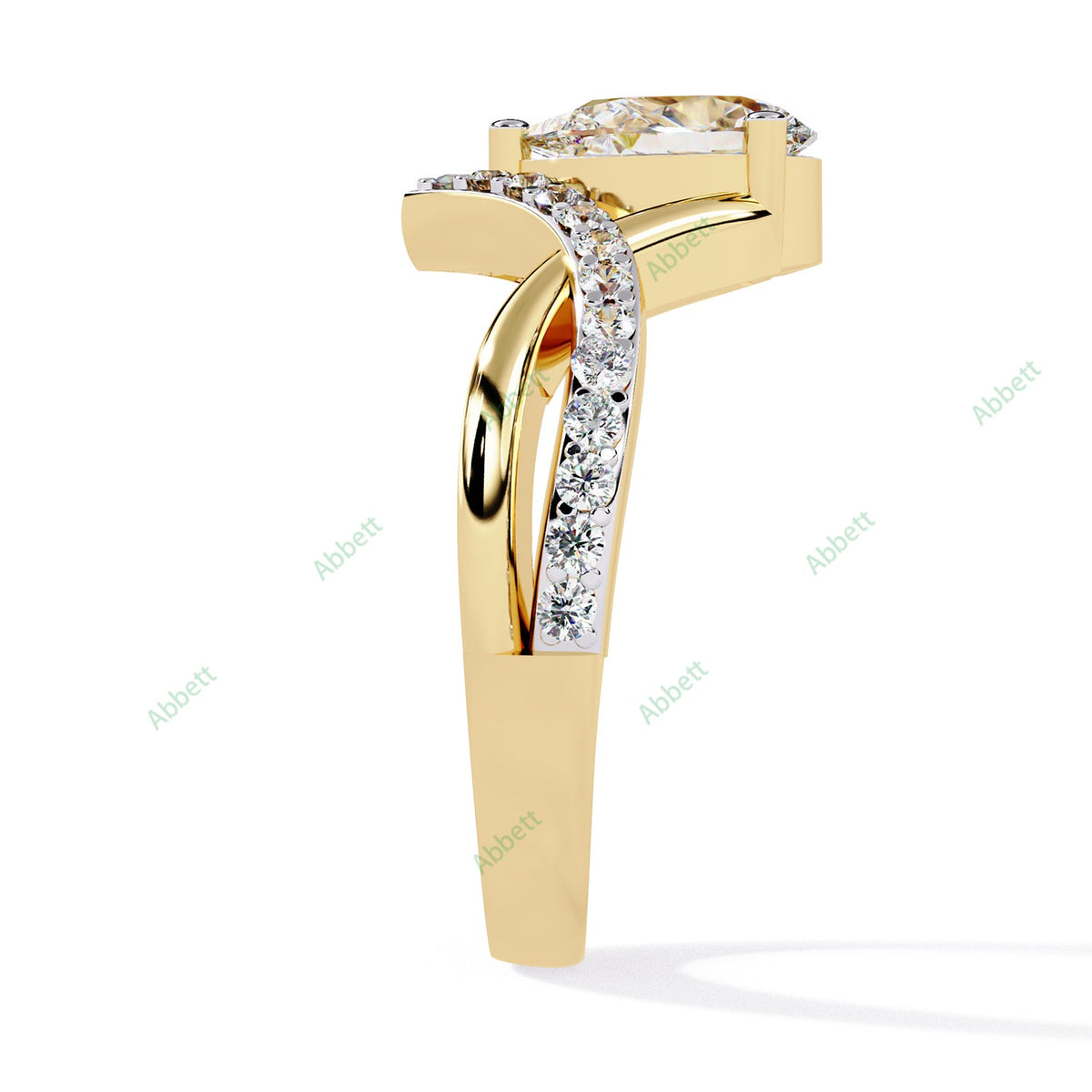 Pear Pavé Twisted Engagement Ring — product view 9