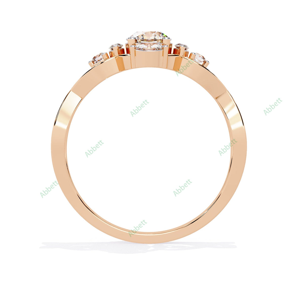 Vintage Round Side-Stone Twisted Engagement Ring — product view 10