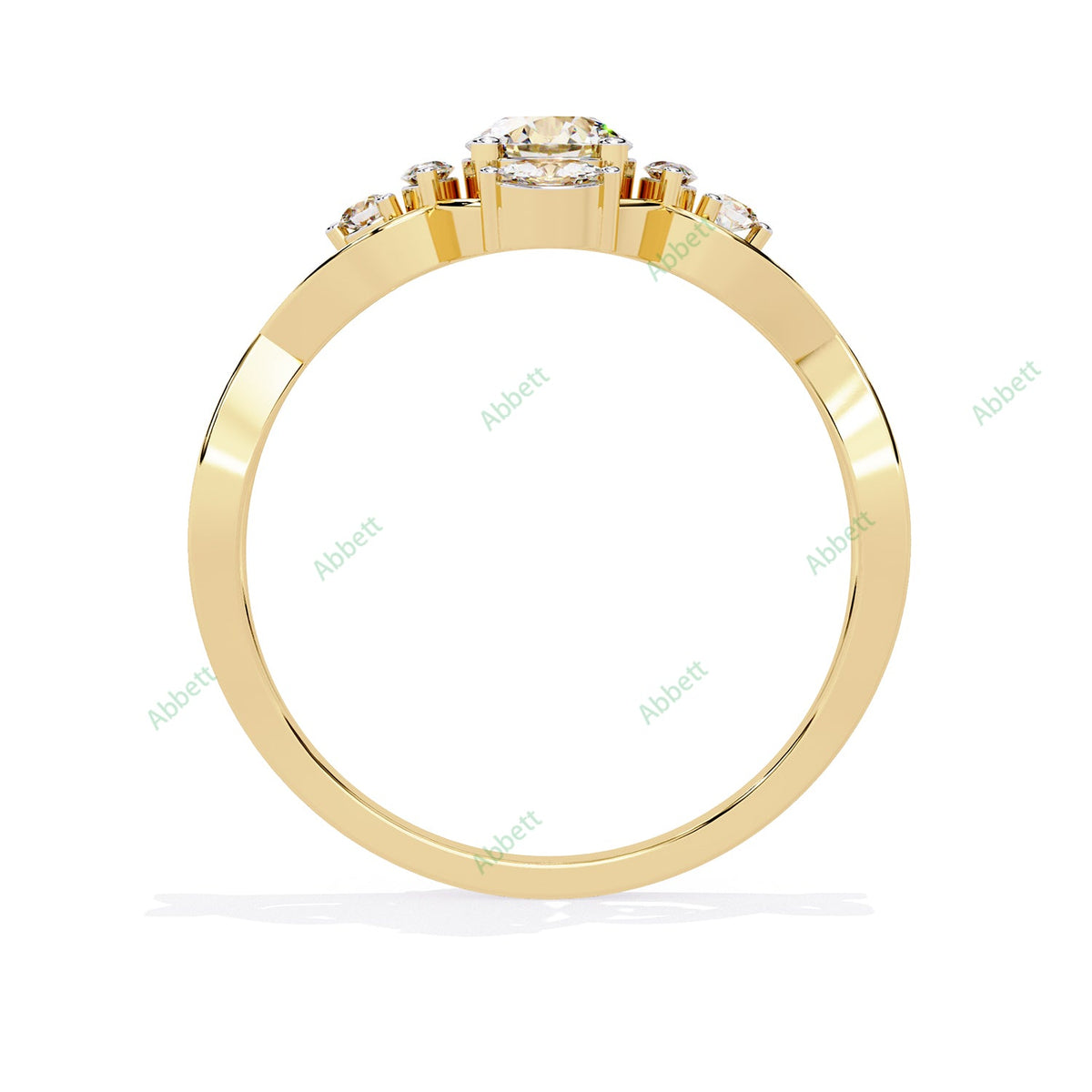 Vintage Round Side-Stone Twisted Engagement Ring — product view 11