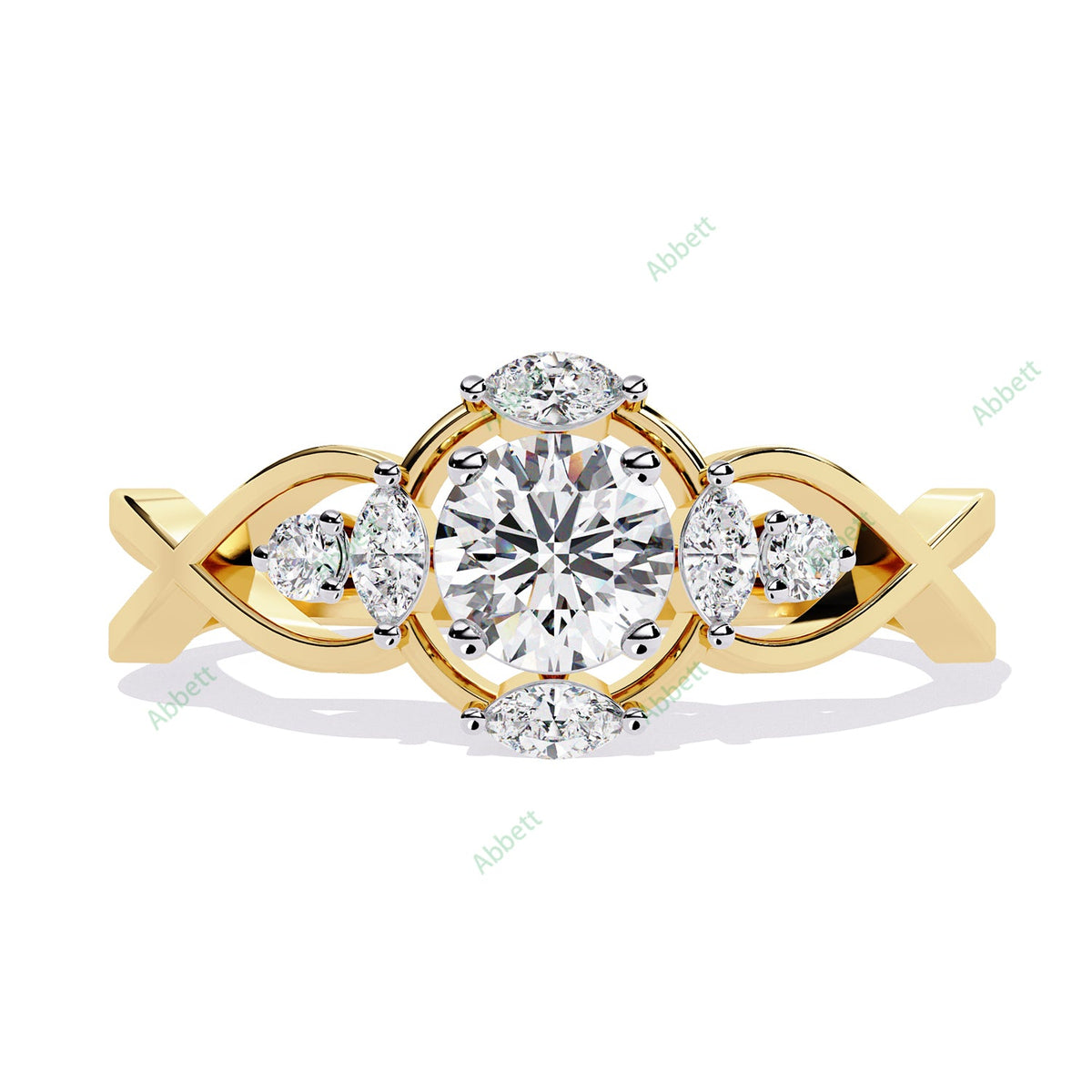 Vintage Round Side-Stone Twisted Engagement Ring — product view 12