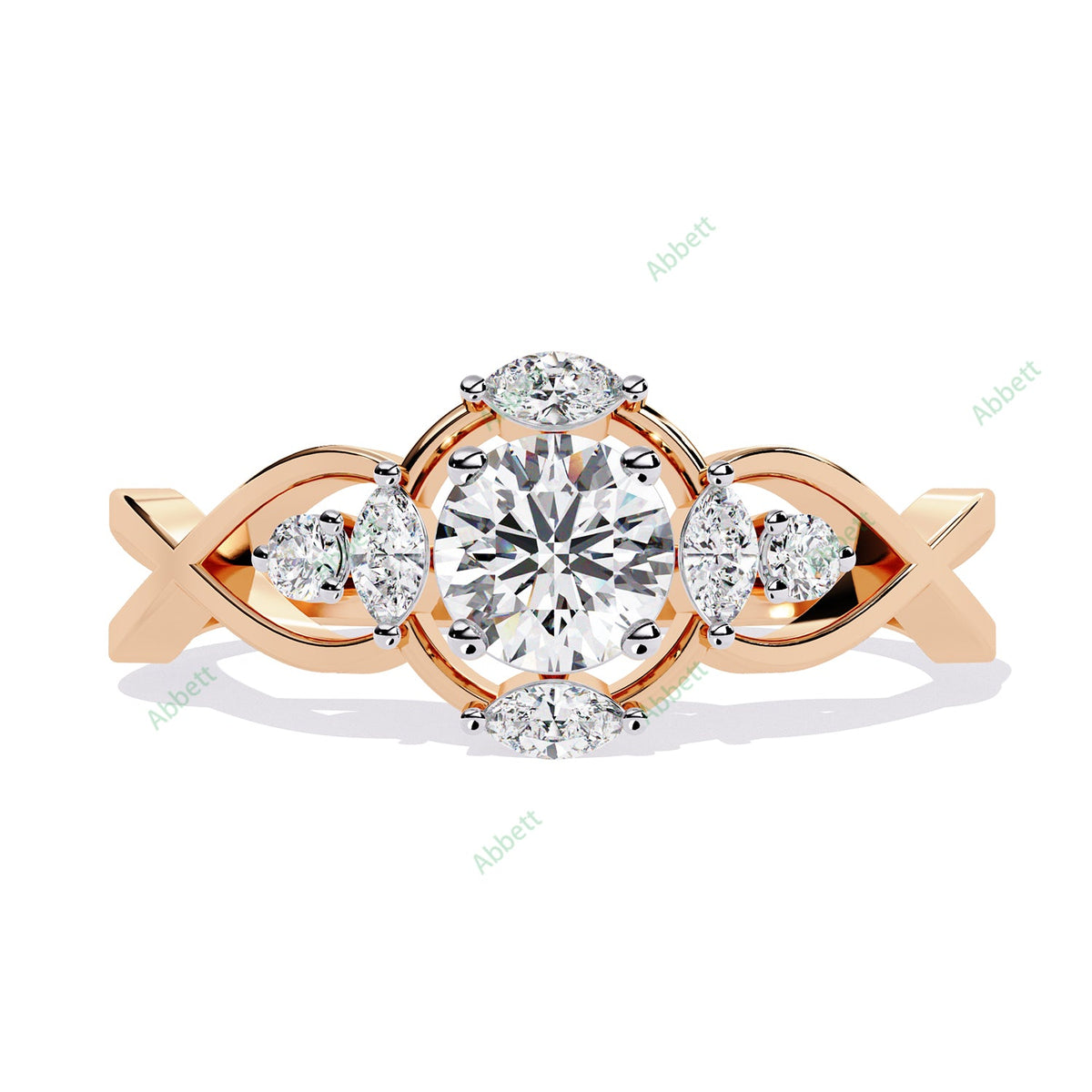 Vintage Round Side-Stone Twisted Engagement Ring — product view 2