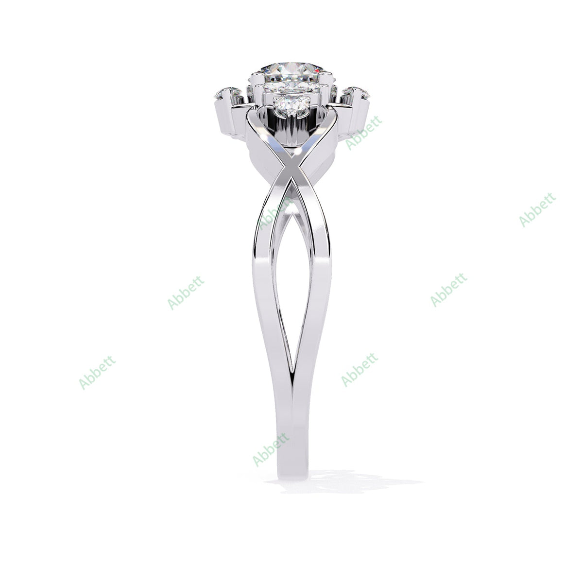 Vintage Round Side-Stone Twisted Engagement Ring — product view 6