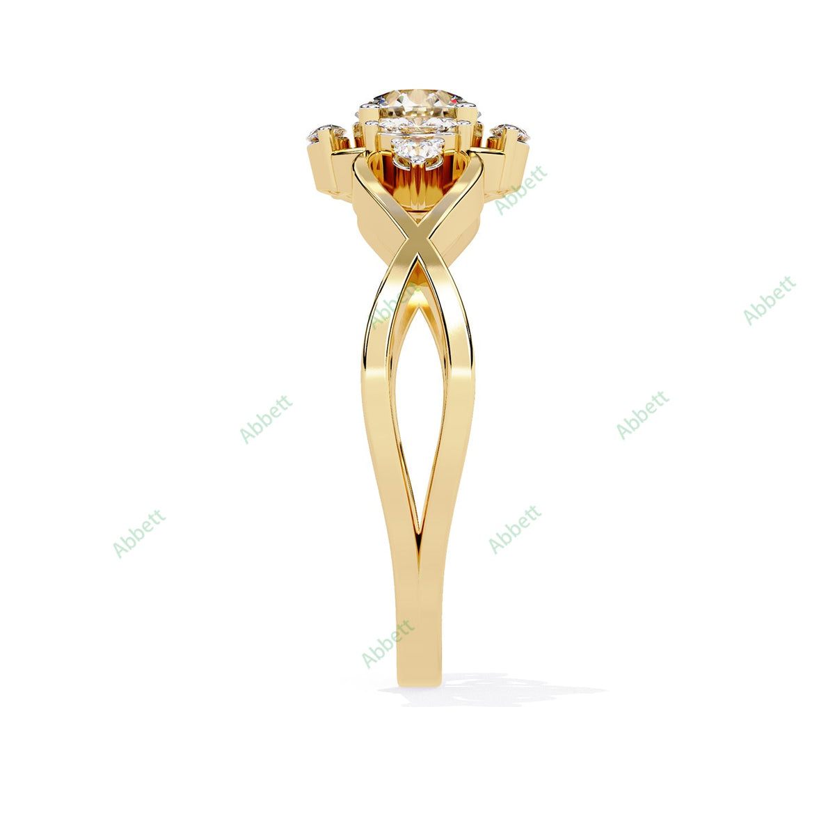 Vintage Round Side-Stone Twisted Engagement Ring — product view 8