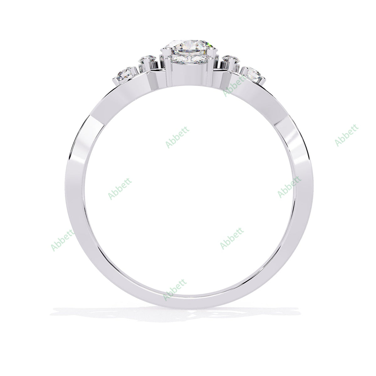 Vintage Round Side-Stone Twisted Engagement Ring — product view 9