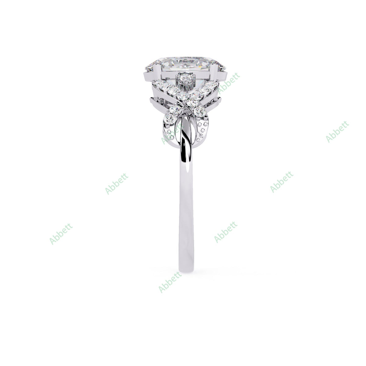 Oval Pavé Twisted Engagement Ring — product view 10