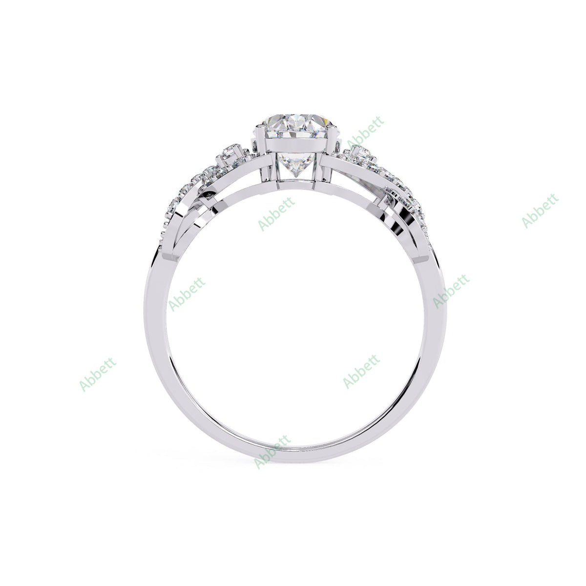 Oval Pavé Twisted Engagement Ring — product view 11
