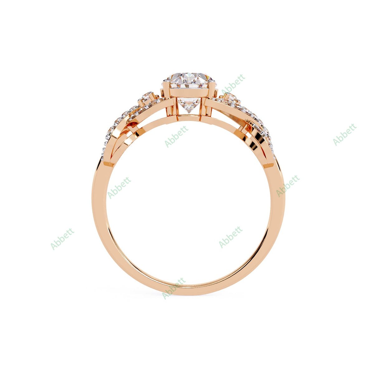 Oval Pavé Twisted Engagement Ring — product view 12