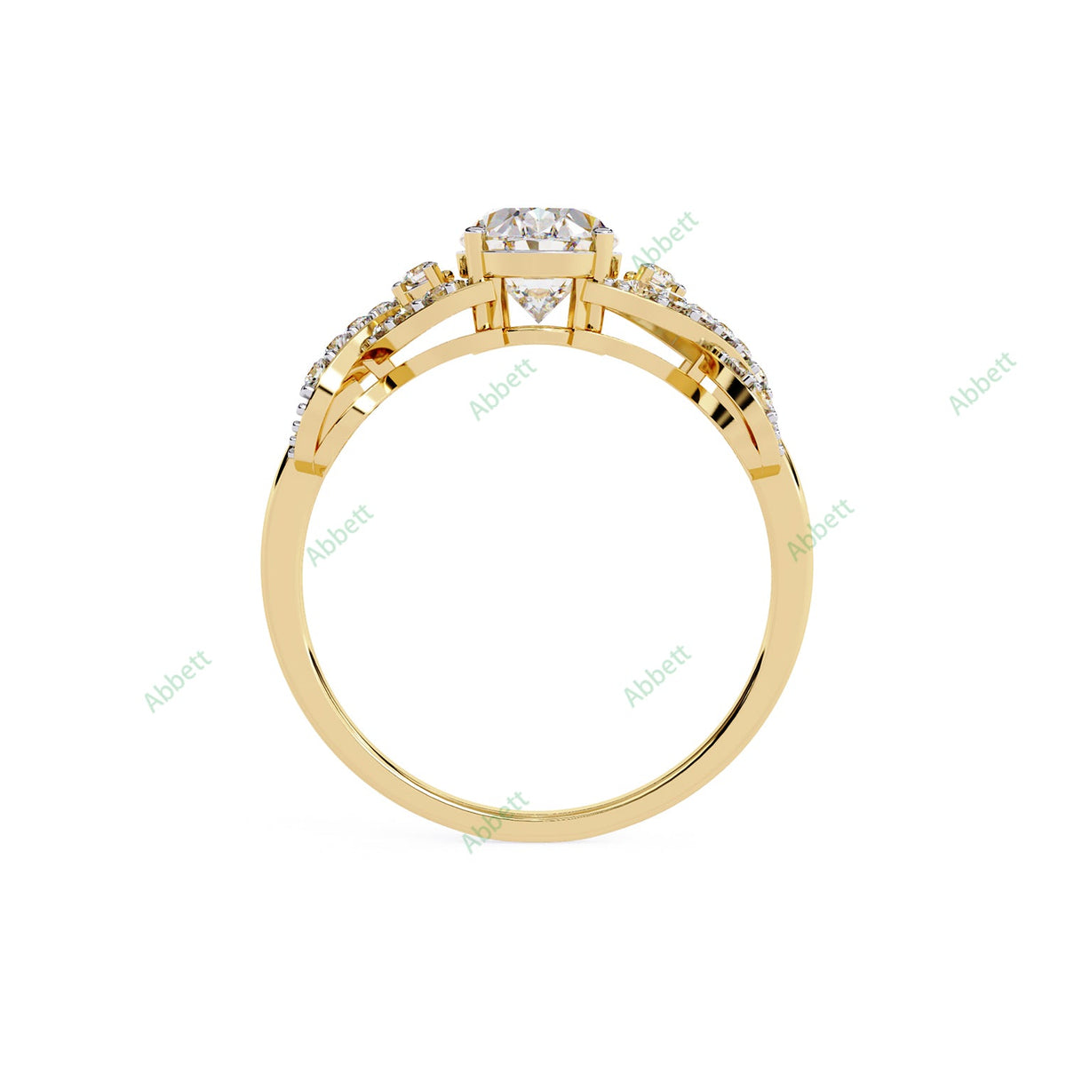 Oval Pavé Twisted Engagement Ring — product view 6