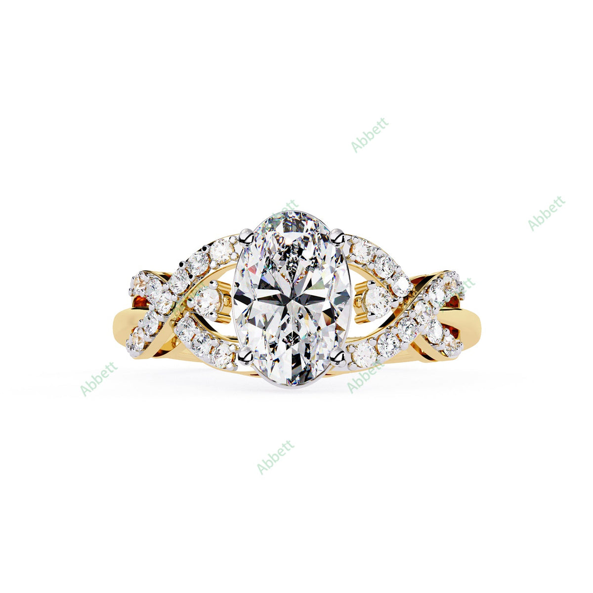 Oval Pavé Twisted Engagement Ring — product view 7