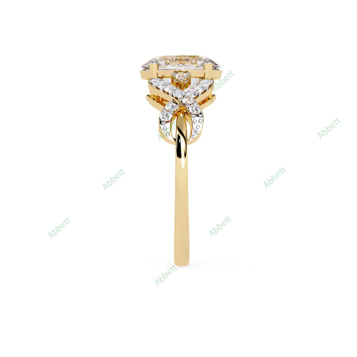 Oval Pavé Twisted Engagement Ring — product view 8
