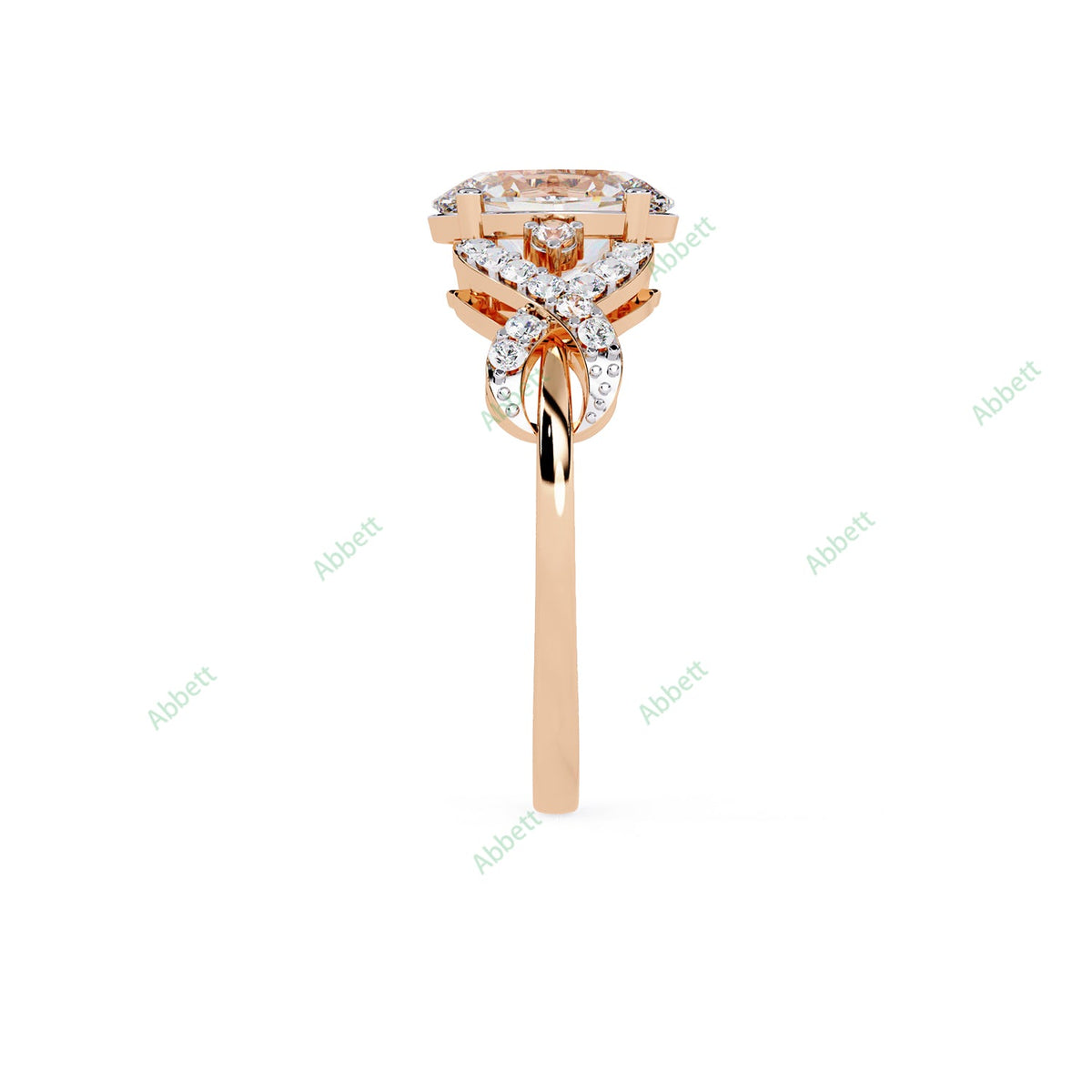 Oval Pavé Twisted Engagement Ring — product view 9