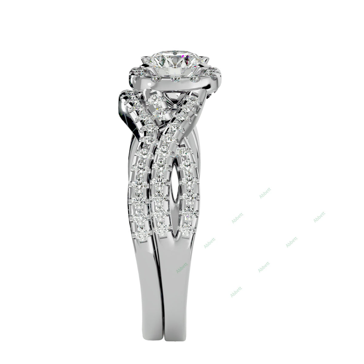 Nature-Inspired Round Twisted Bridal Ring Set — product view 10
