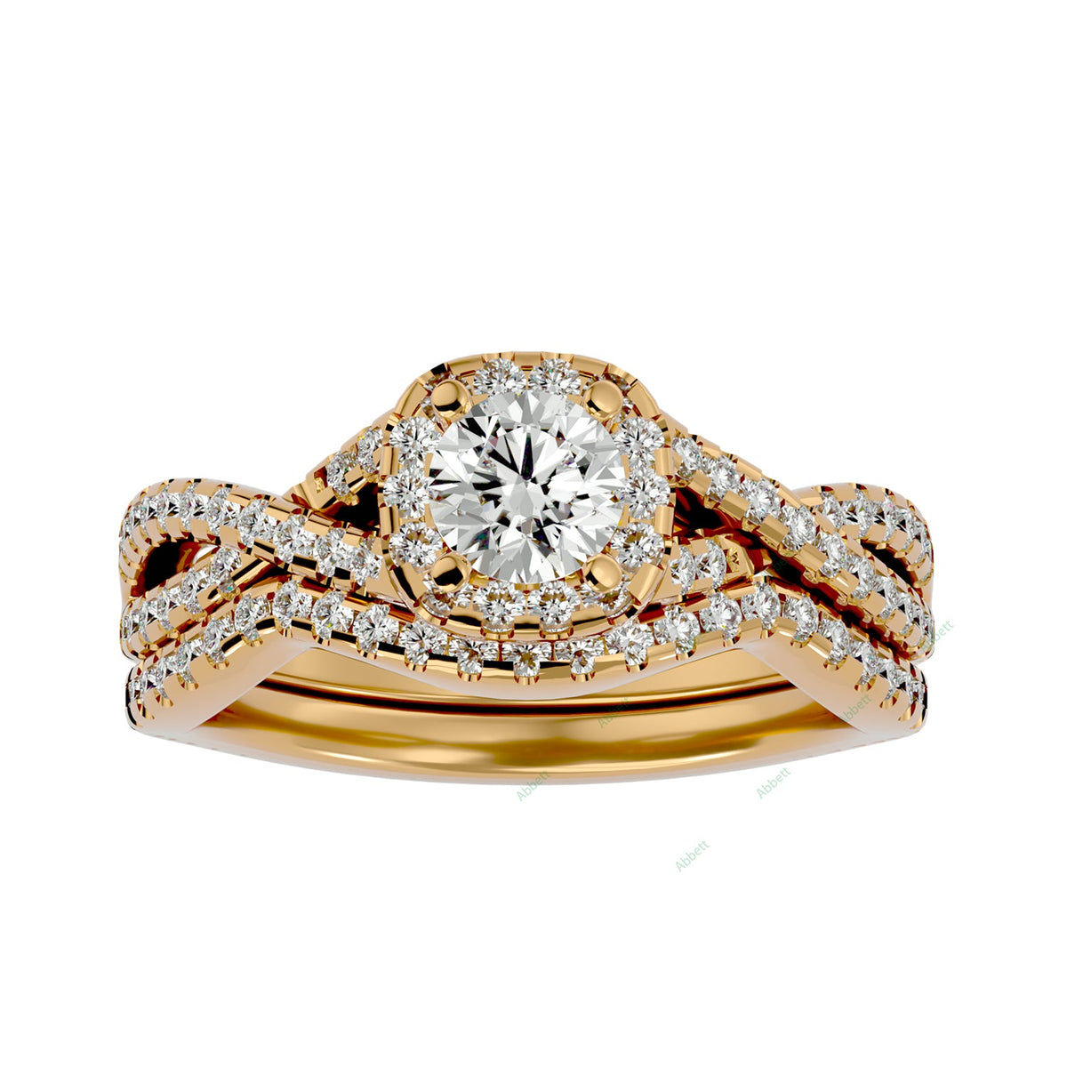 Nature-Inspired Round Twisted Bridal Ring Set — product view 2