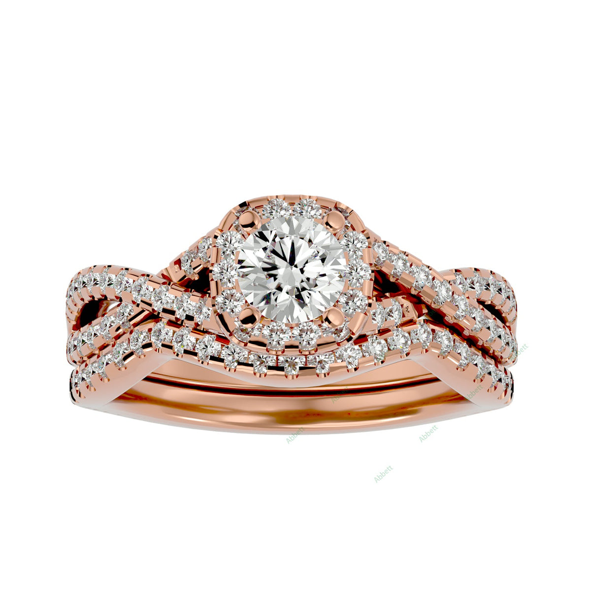 Nature-Inspired Round Twisted Bridal Ring Set — product view 3