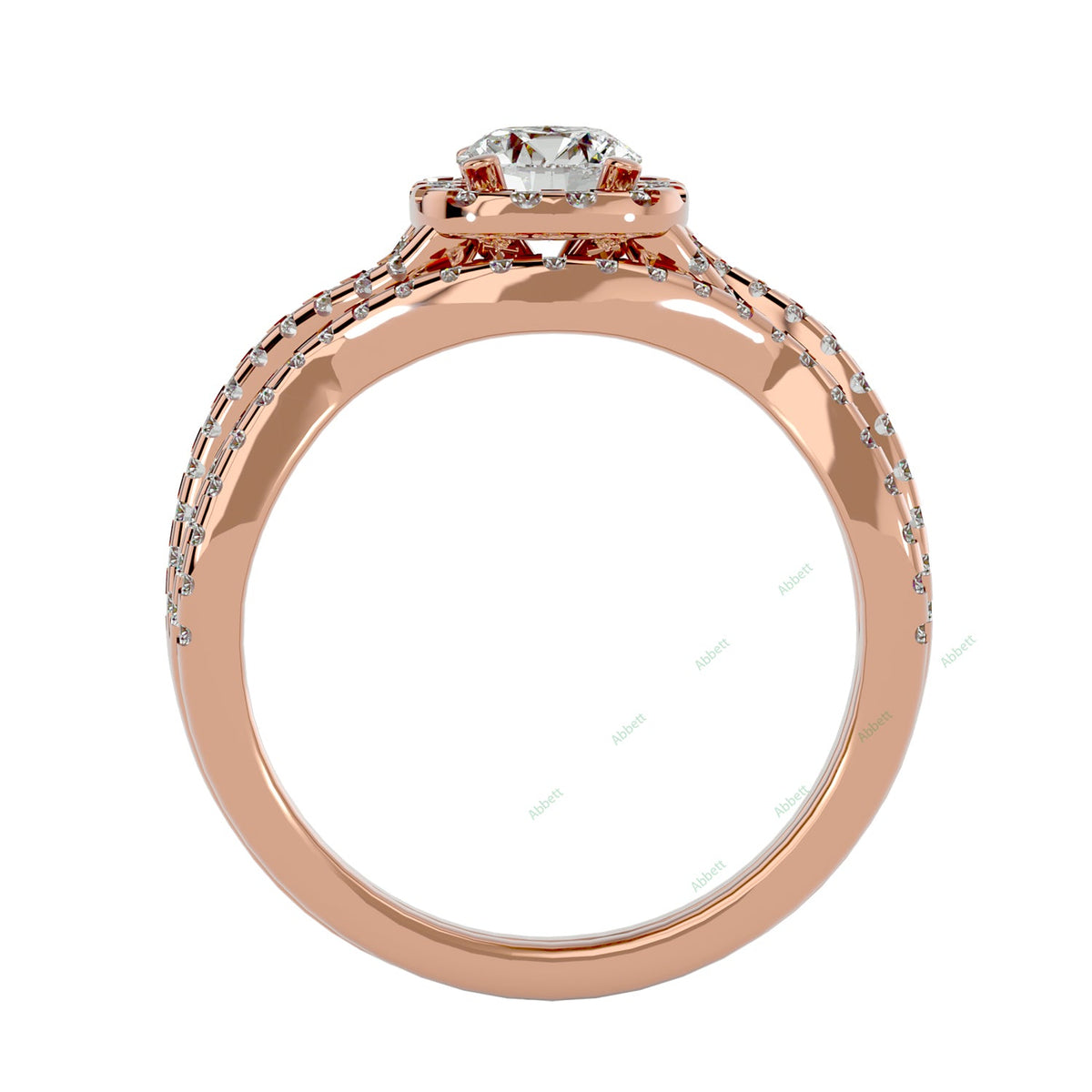 Nature-Inspired Round Twisted Bridal Ring Set — product view 7