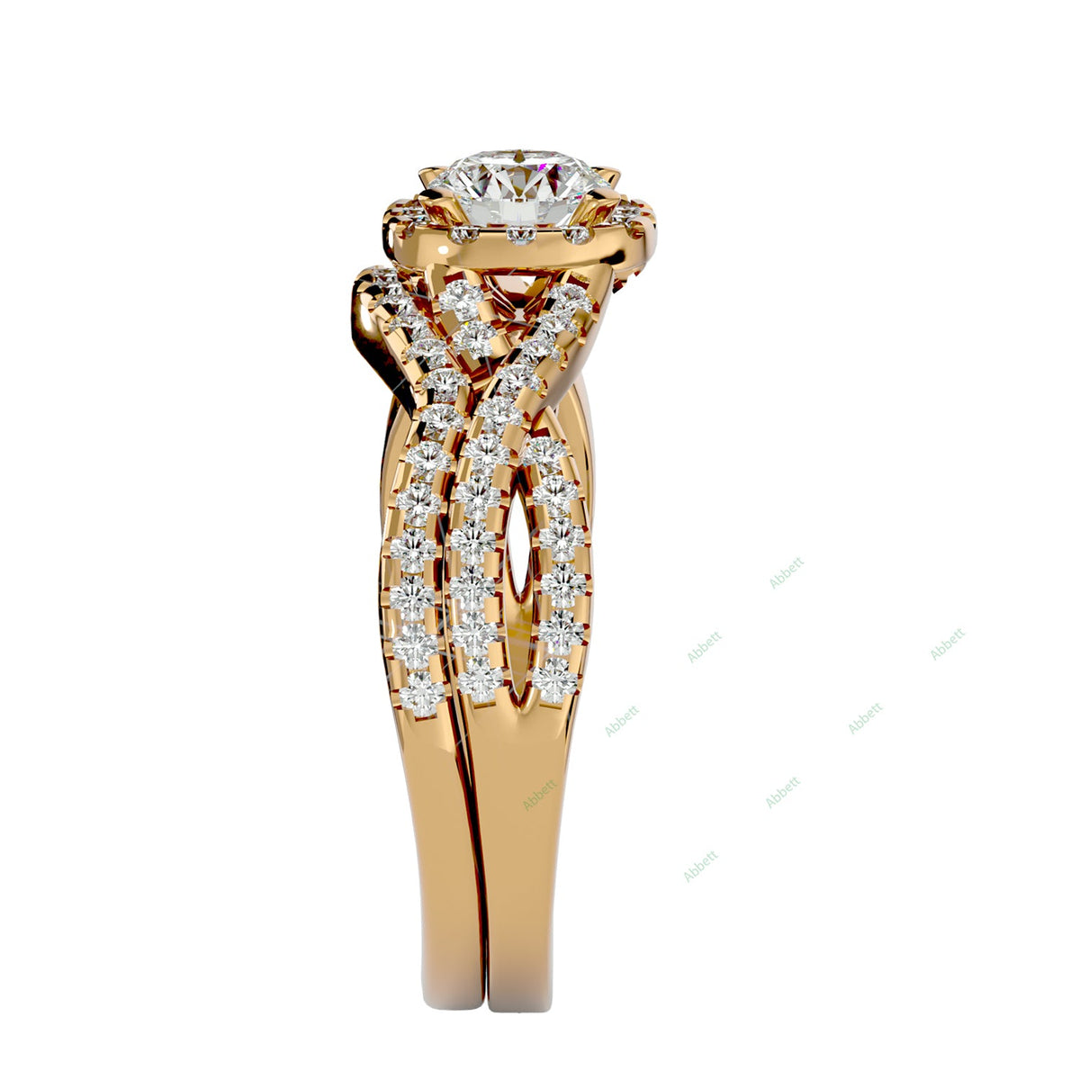 Nature-Inspired Round Twisted Bridal Ring Set — product view 8