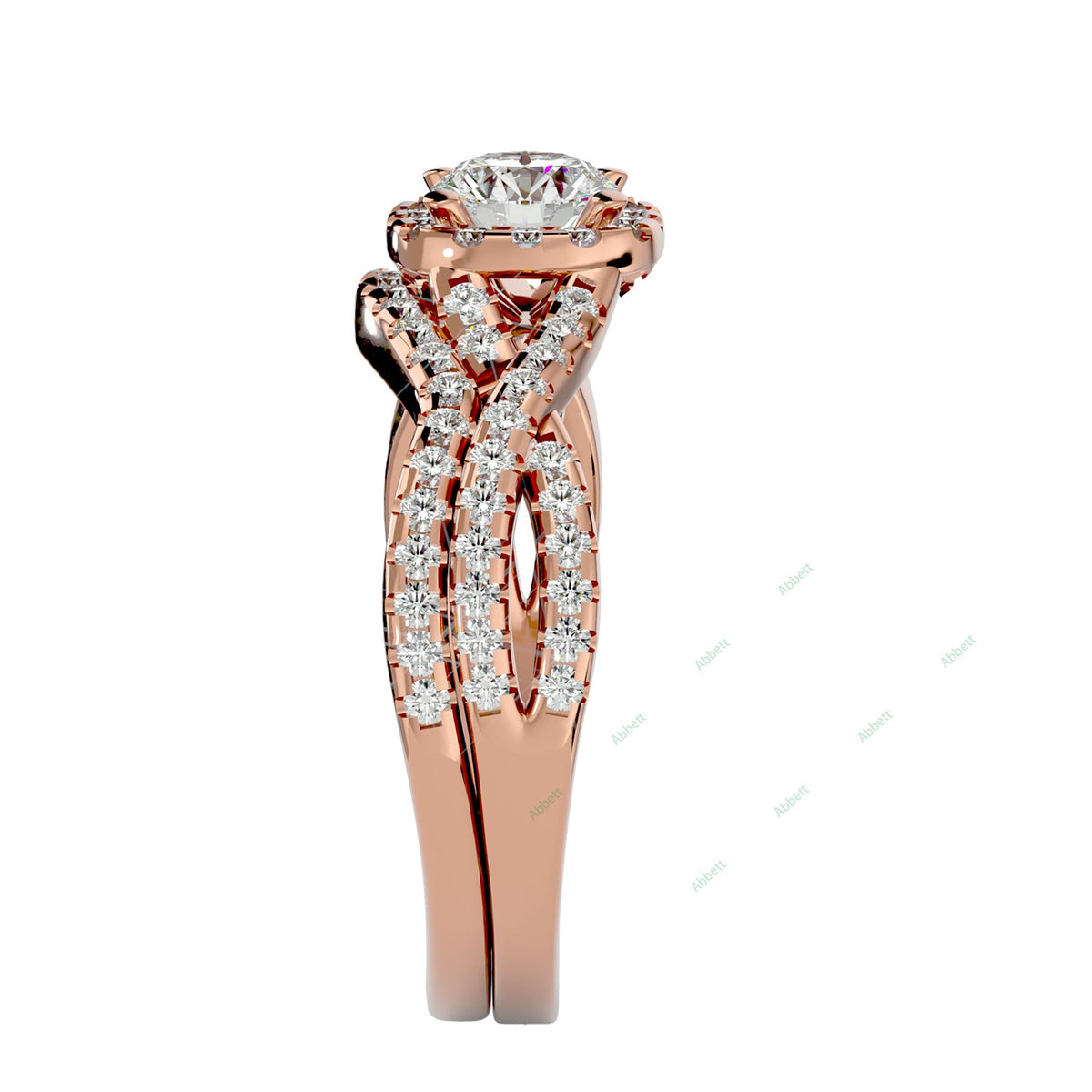 Nature-Inspired Round Twisted Bridal Ring Set — product view 9