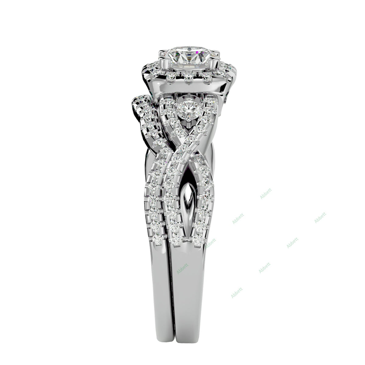 Round Twisted Lab-Grown Diamond Bridal Ring Set — product view 10