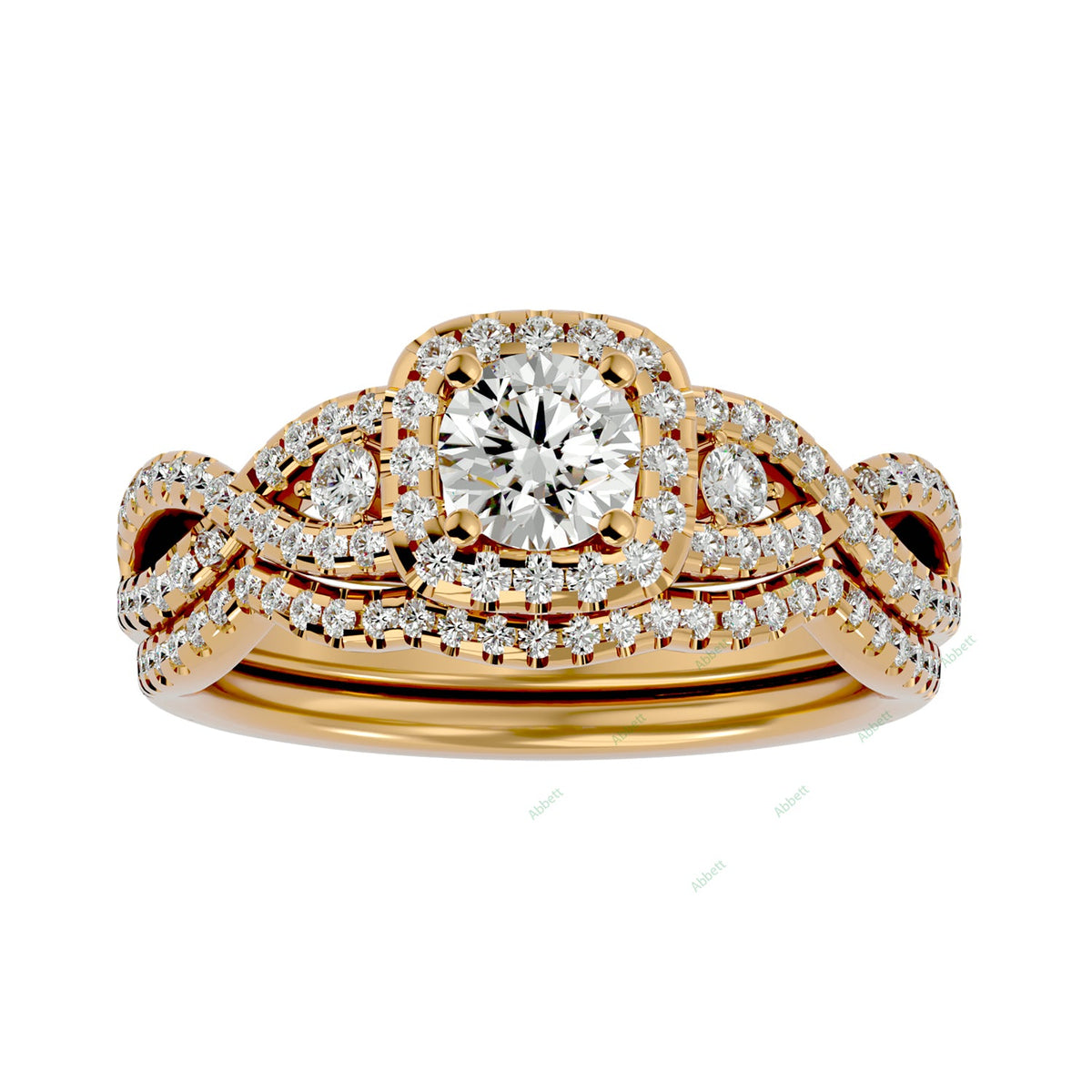 Round Twisted Lab-Grown Diamond Bridal Ring Set — product view 2