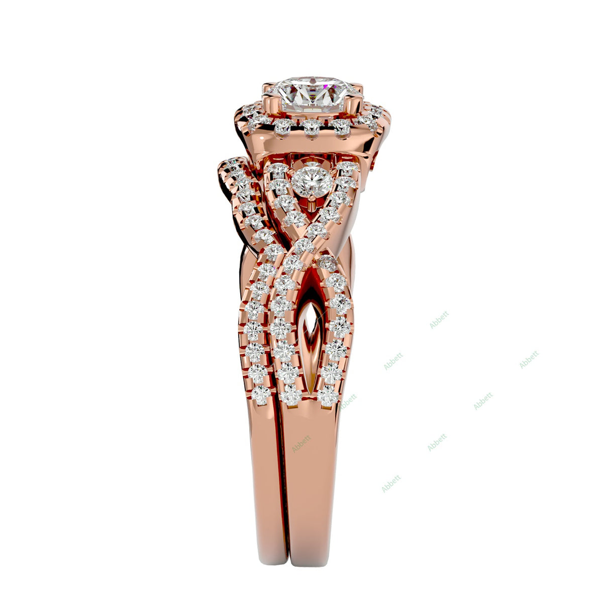 Round Twisted Lab-Grown Diamond Bridal Ring Set — product view 9