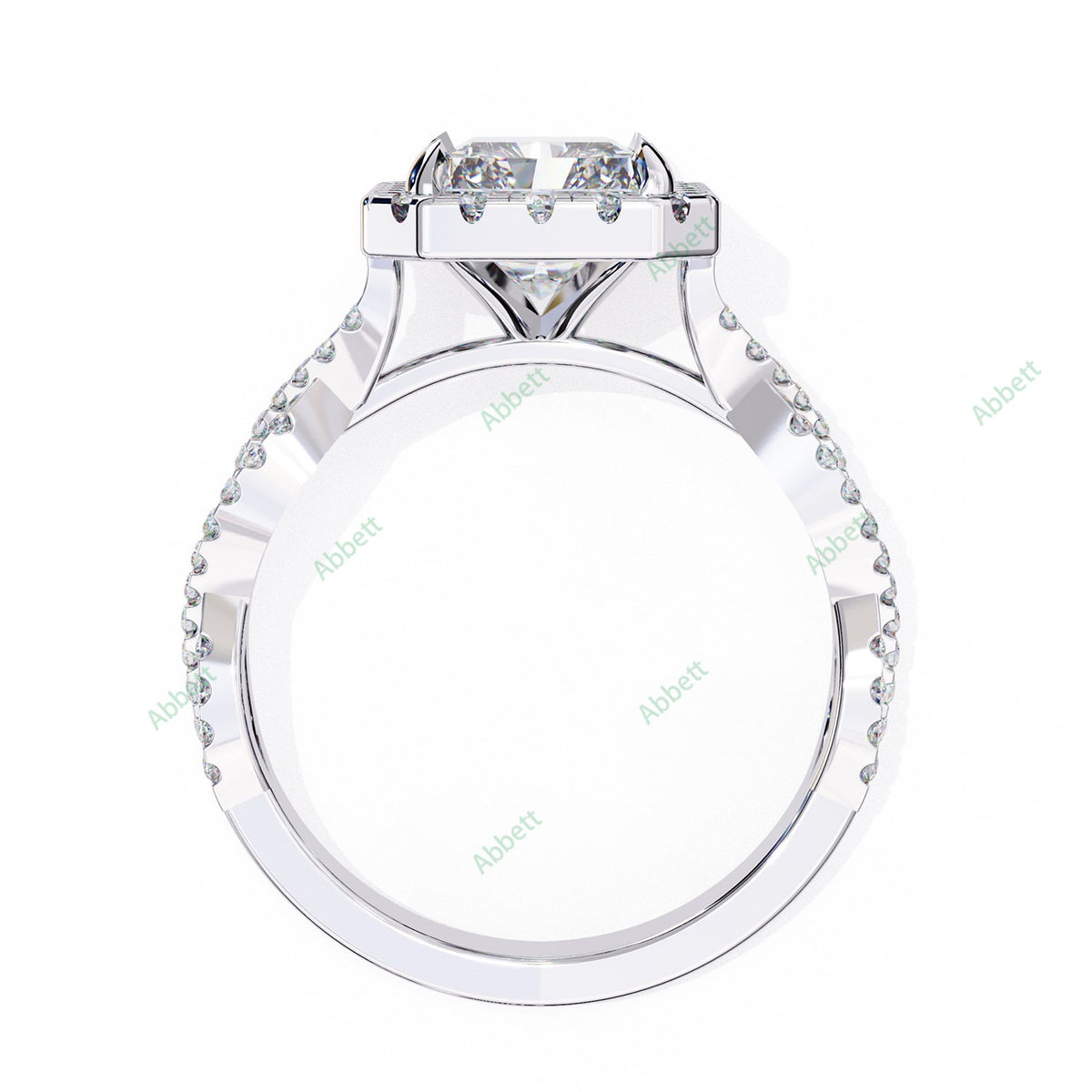 Radiant Halo Twisted Pavé Engagement Ring — product view 2
