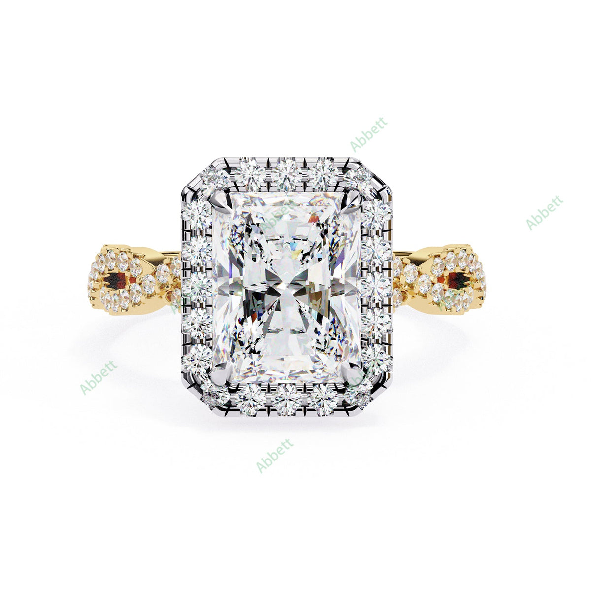 Radiant Halo Twisted Pavé Engagement Ring — product view 3