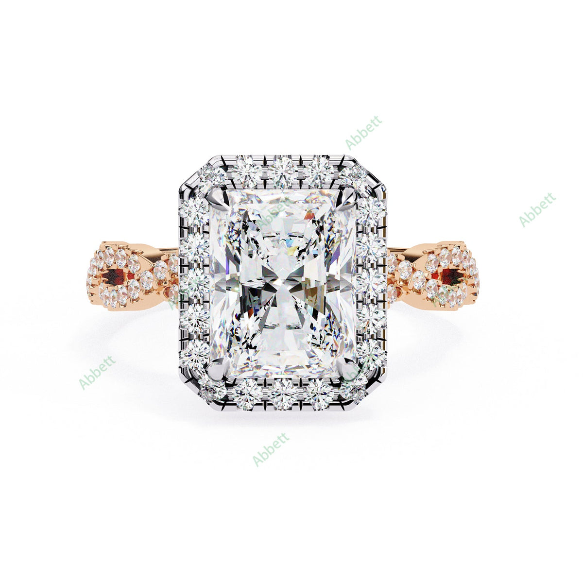 Radiant Halo Twisted Pavé Engagement Ring — product view 4