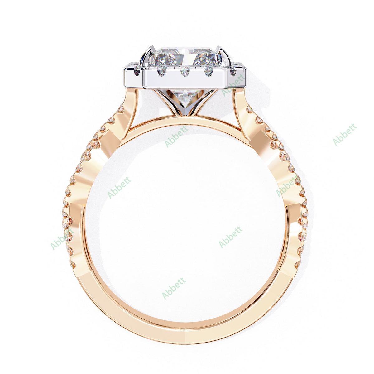 Radiant Halo Twisted Pavé Engagement Ring — product view 5