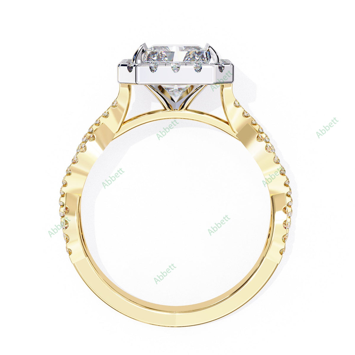 Radiant Halo Twisted Pavé Engagement Ring — product view 6