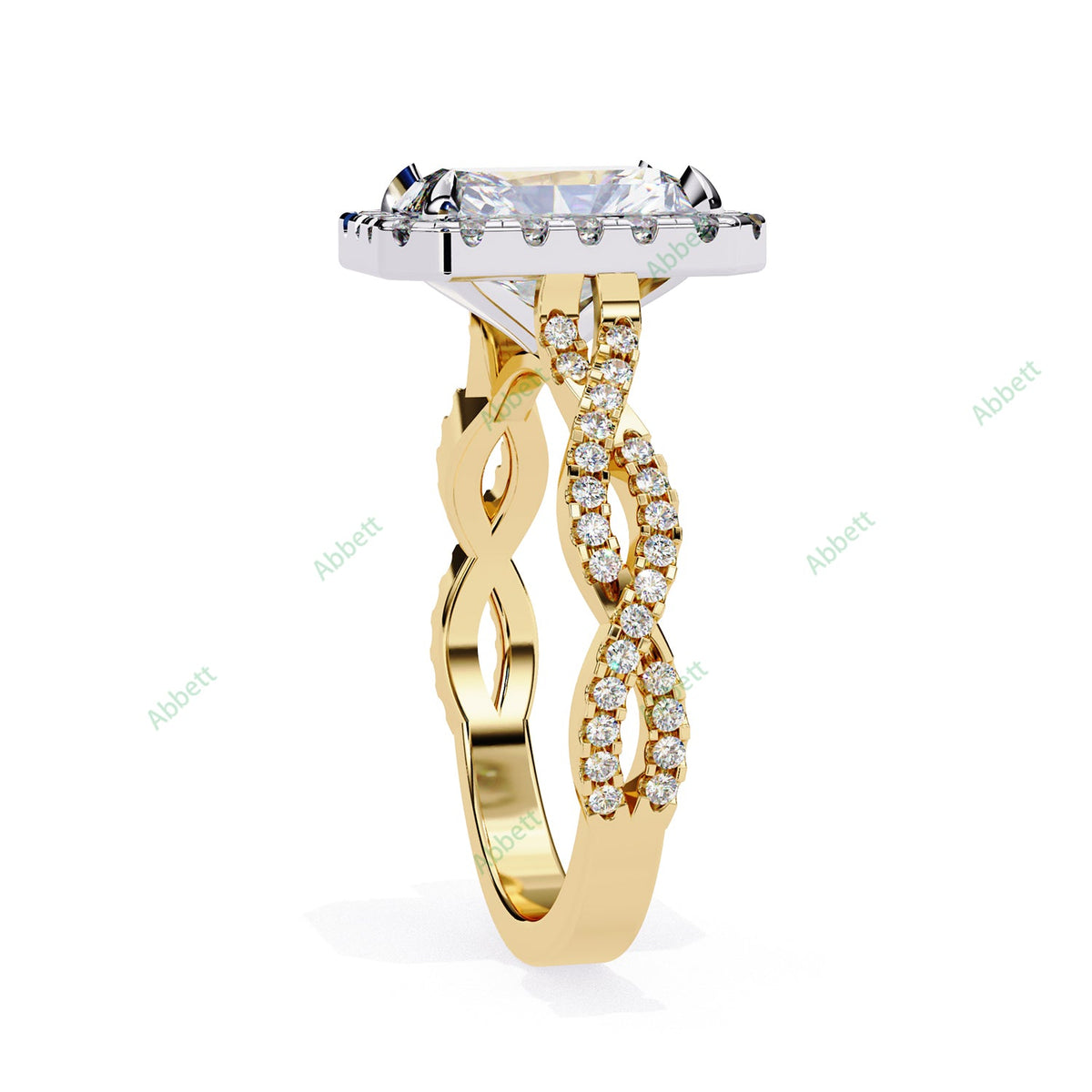 Radiant Halo Twisted Pavé Engagement Ring — product view 7
