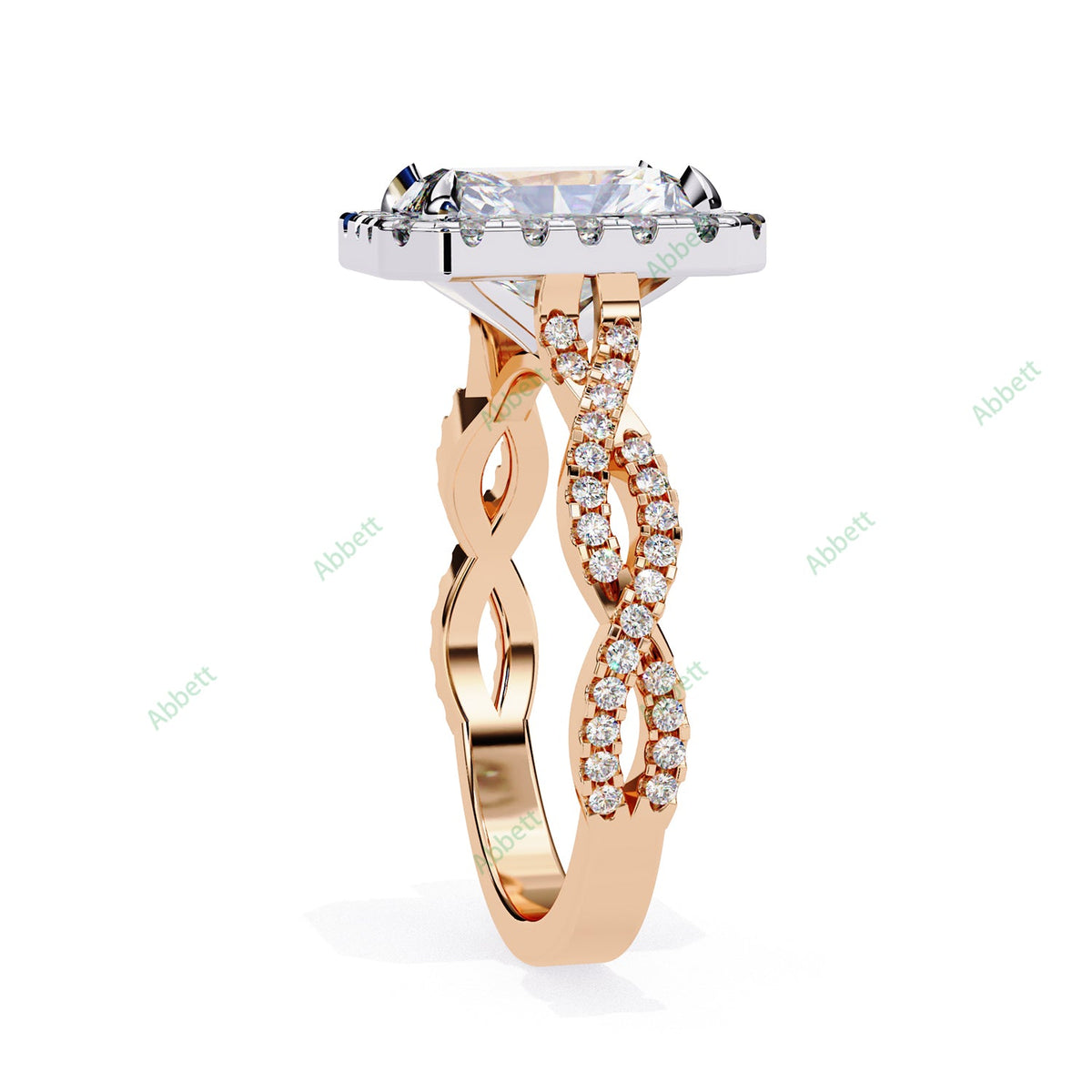 Radiant Halo Twisted Pavé Engagement Ring — product view 8